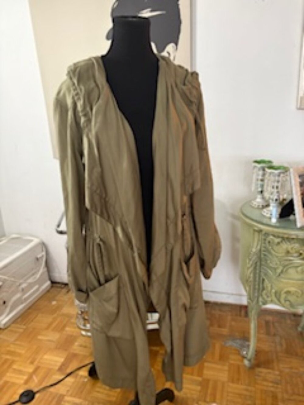 Hollister green trench coat